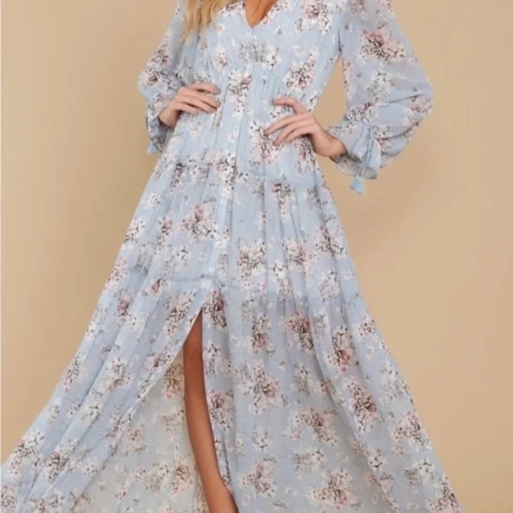 Aakaa Floral Blue Maxi Dress